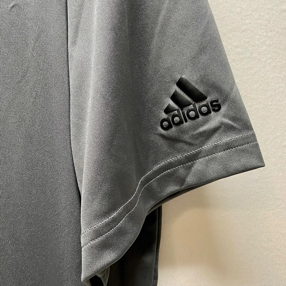 Adidas Polo Shirt Men's XL‎ Gray Short Sleeve Logo Performance Golf Top GUC